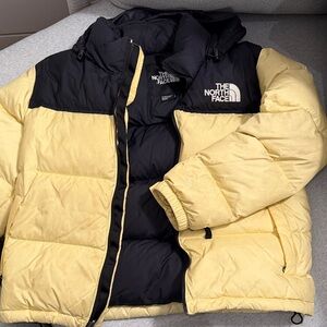 The North Face Men's and Women’s Black and Yellow Puffer Jacket